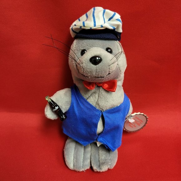 Coca Cola Seal in a Delivery Outfit Bean Bag Plush Seal Rilly Stuffed Toy 1998 - Picture 5 of 14